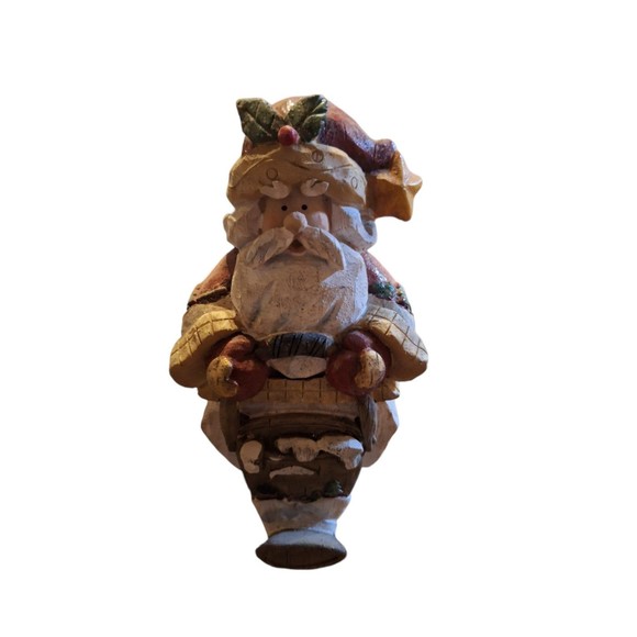 #1 Vintage “Wood Grain” Resin Santa and Snowman Stocking Hangers - Set of (2) - Picture 4 of 5